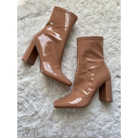 Steve Madden Mid Heel Boots Square Toe -Tan Size 9.5 - Picture 8 of 9